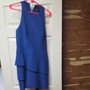 BCBGMaxAzria Royal Blue Sleeveless Tiered Peplum Dress